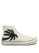 Matchesfashion.com Palm Angels - Palm Tree-patch Leather High-top Trainers - Mens - White