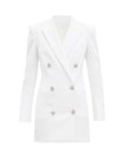 Matchesfashion.com The Attico - Crystal-button Cotton-blend Blazer Dress - Womens - Ivory