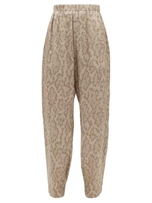 Matchesfashion.com Edward Crutchley - Snake Print Silk Trousers - Womens - Beige Multi