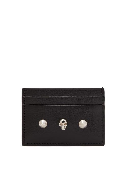 Matchesfashion.com Alexander Mcqueen - Skull-embellished Leather Cardholder - Womens - Black Multi
