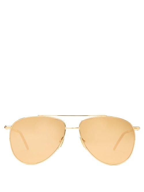 Matchesfashion.com John Dalia - Barry Aviator Style Gold Sunglasses - Womens - Gold Multi