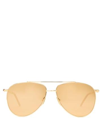 Matchesfashion.com John Dalia - Barry Aviator Style Gold Sunglasses - Womens - Gold Multi