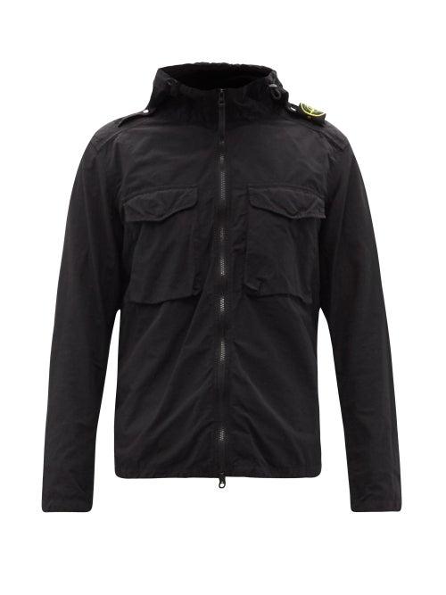 Matchesfashion.com Stone Island - Logo-patch Technical-shell Hooded Overshirt - Mens - Black