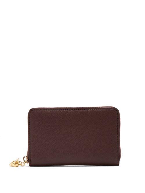 Matchesfashion.com Alexander Mcqueen - Zip Around Continental Grained Leather Wallet - Womens - Burgundy