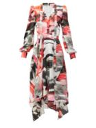 Matchesfashion.com Alexander Mcqueen - Printed Crepe Pussybow Dress - Womens - Red Print