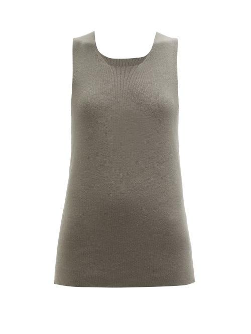 Lauren Manoogian - Scoop-neck Cotton-blend Tank Top - Womens - Khaki