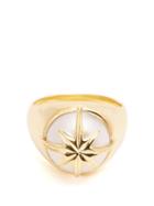 Matchesfashion.com Theodora Warre - Star Motif Pearl And Gold Plated Ring - Womens - Pearl