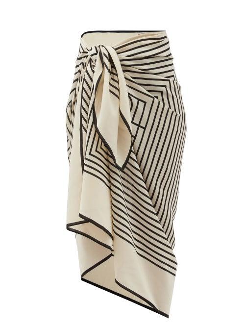 Ladies Beachwear Totme - Monogram-print Silk-crepe Sarong - Womens - Ivory