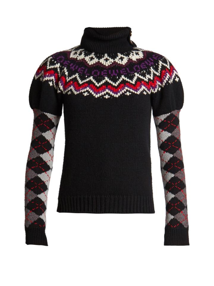 Loewe Roll-neck Argyle-sleeved Sweater