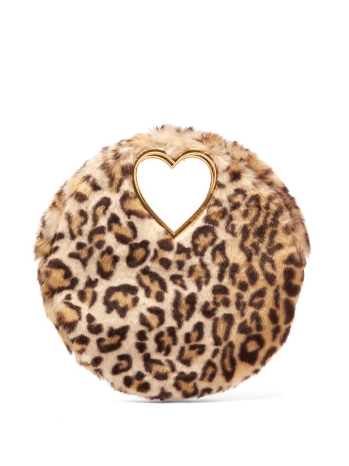Shrimps Martini Leopard-print Faux Fur Clutch