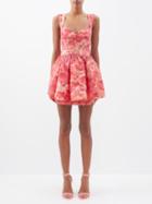 Zimmermann - High Tide Floral-print Twill Mini Dress - Womens - Pink Print