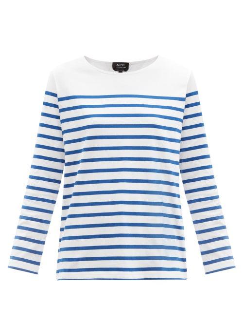 A.p.c. - Elisa Striped Cotton-jersey T-shirt - Womens - Blue Stripe