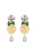 Dolce & Gabbana Rose And Crystal-drop Clip-on Earrings