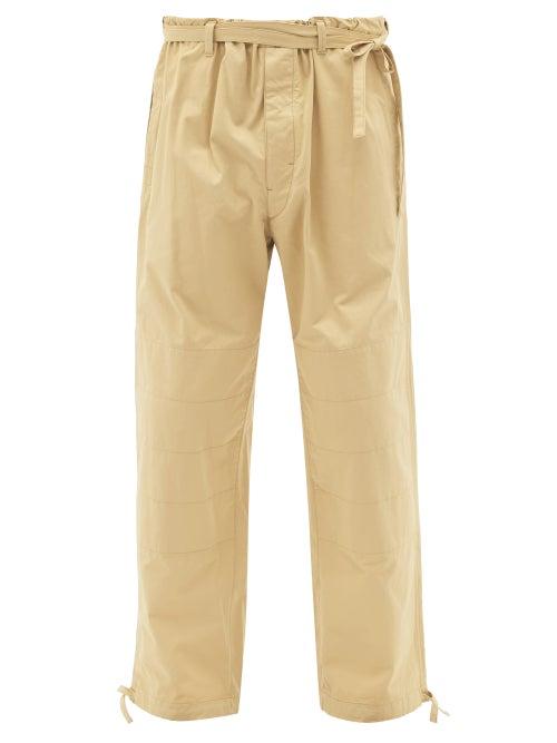 Matchesfashion.com Lemaire - Drawstring-cuff Cotton Wide-leg Trousers - Mens - Light Beige
