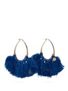 Matchesfashion.com Missoni - Long Wool And Lurex Tasseled Hoop Earrings - Womens - Blue