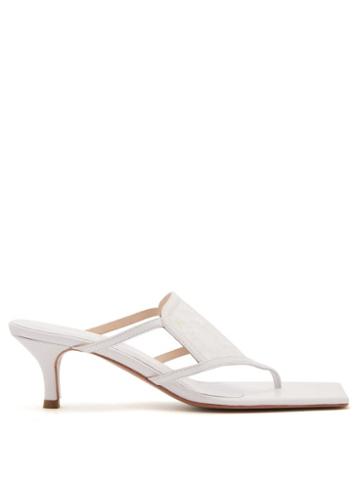 Ladies Shoes Andrea Wazen - Sursock Mesh-panel Leather Sandals - Womens - White