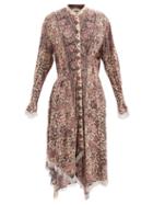 Jw Anderson - Crystal-embellished Floral-print Dress - Womens - Brown Multi
