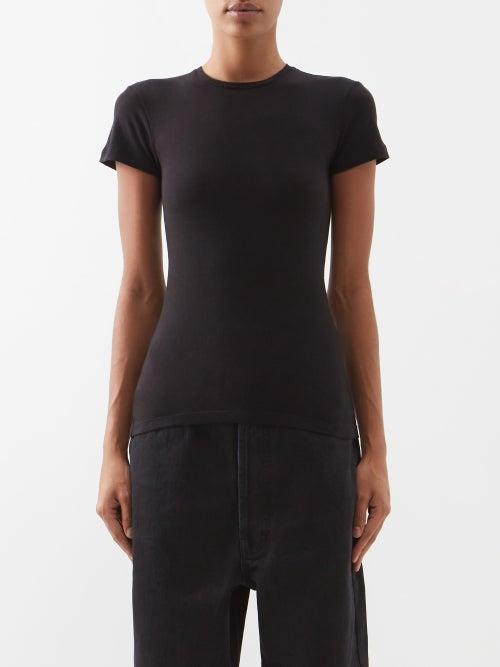 Raey - Cap Sleeve Recycled Cotton Cashmere-blend T-shirt - Womens - Black