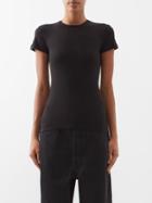 Raey - Cap Sleeve Recycled Cotton Cashmere-blend T-shirt - Womens - Black