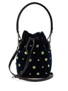 Matchesfashion.com Fendi - Mon Tresor Crystal Embellished Velvet Bucket Bag - Womens - Navy Multi