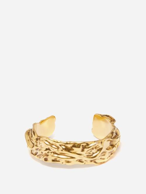 Saint Laurent - Organic Textured-metal Cuff - Womens - Gold