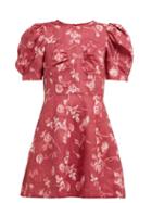 Matchesfashion.com Sea - Monet Floral Print Puff Sleeve Mini Dress - Womens - Dark Pink