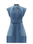 Matchesfashion.com Chlo - Belted Two-tone Denim Mini Dress - Womens - Denim