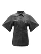 Matchesfashion.com Stand Studio - Alivia Short-sleeved Leather Shirt - Womens - Black