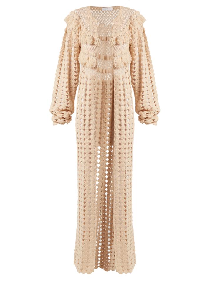 Ryan Roche Open-front Cashmere Crochet-knit Long Cardigan