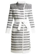 Matchesfashion.com Balmain - Belted Tinsel Striped Cardigan - Womens - White Silver