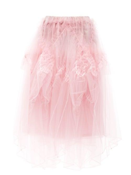 Matchesfashion.com Noir Kei Ninomiya - Handkerchief-hem Organza-ruffled Tulle Skirt - Womens - Pink