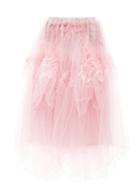 Matchesfashion.com Noir Kei Ninomiya - Handkerchief-hem Organza-ruffled Tulle Skirt - Womens - Pink