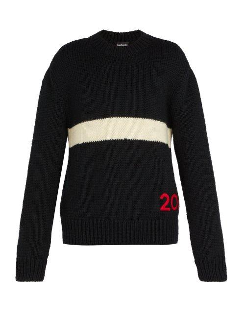 Matchesfashion.com Calvin Klein 205w39nyc - Logo Embroidered Wool Sweater - Mens - Black