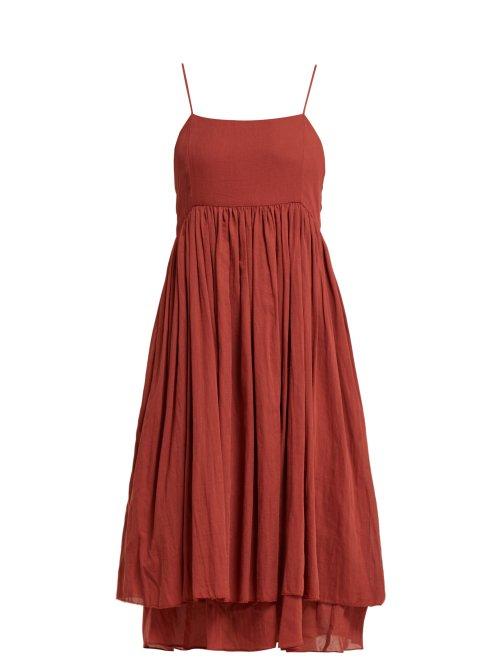 Matchesfashion.com Loup Charmant - Lily Strap Cotton Midi Dress - Womens - Red