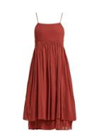 Matchesfashion.com Loup Charmant - Lily Strap Cotton Midi Dress - Womens - Red