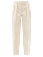 Ladies Rtw The Row - Igor Double-pleat Cotton-blend Wide-leg Trousers - Womens - Ivory