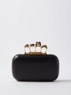 Alexander Mcqueen - Skull Four Ring Leather Clutch - Womens - Black