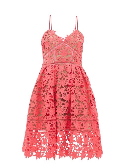 Matchesfashion.com Self-portrait - Azaelea Floral Guipure-lace Dress - Womens - Pink