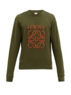 Matchesfashion.com Loewe - Anagram Embroidered Cotton Sweatshirt - Mens - Khaki