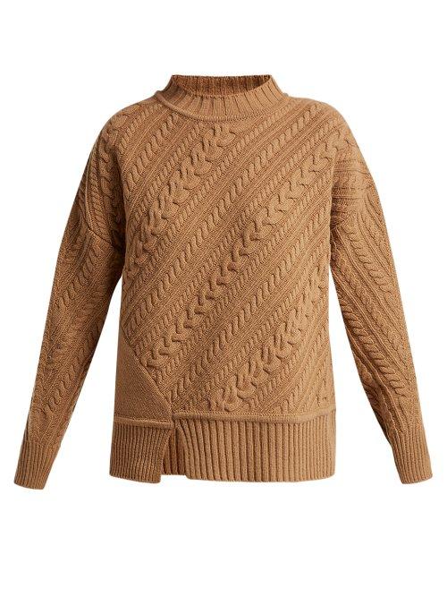 Matchesfashion.com Weekend Max Mara - Diagonal Knitted Virgin Wool Sweater - Womens - Camel