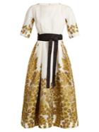 Amanda Wakeley Slash-neck Belted Leaf-cloqu Dress
