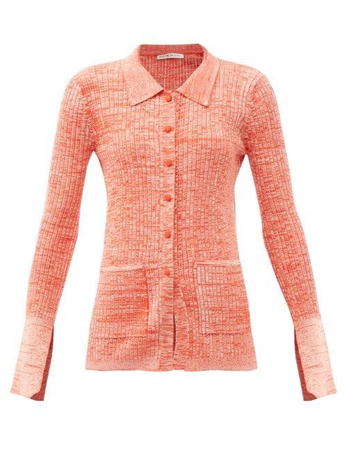 Matchesfashion.com Live The Process - Marl Slit-cuff Rib-knitted Cardigan - Womens - Orange Multi