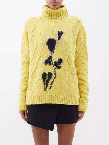 Bernadette - Olympia Floral-intarsia Cable-knit Sweater - Womens - Yellow