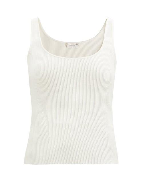Matchesfashion.com Alexander Mcqueen - Round-neck Ribbed-knit Tank Top - Womens - Ivory