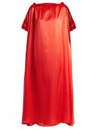 Matchesfashion.com Roksanda - Emore Ruffle Trimmed Satin Dress - Womens - Red