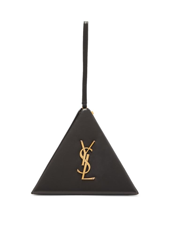 Saint Laurent Pyramid Logo-embellished Leather Clutch