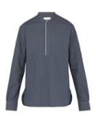 Matchesfashion.com Officine Gnrale - Alfred Piped Trim Cotton Shirt - Mens - Dark Grey