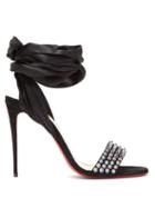 Matchesfashion.com Christian Louboutin - Krystal Du Desert 100 Spike Suede Sandals - Womens - Black