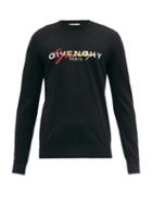 Matchesfashion.com Givenchy - Embroidered Logo-jacquard Wool Sweater - Mens - Black