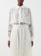 Alexander Mcqueen - Caped Cotton-blend Lace Cropped Blouse - Womens - Ivory